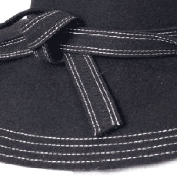 Floppy Wool Hat with White Stitching and Knotted Band Detail - Picture 2 of 3